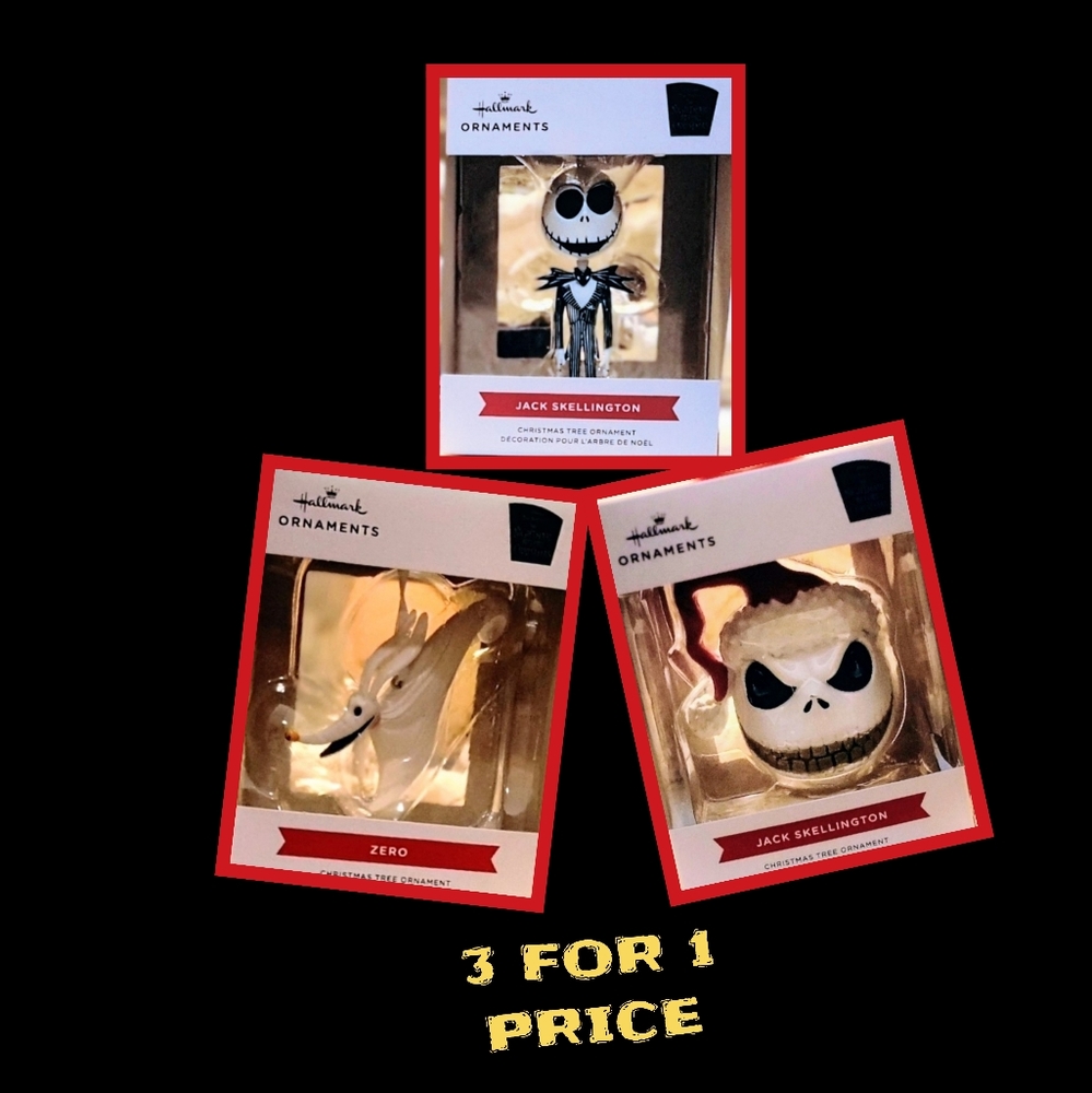 NIGHTMARE BEFORE CHRISTMAS ORNAMENTS. ALL 3! (Clearance price)